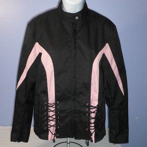 Women I-K Textiles Black Pink Motorcycle Jacket M